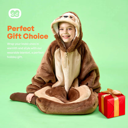 Kids' Sherpa Wearable Blanket - Sloth Shape
