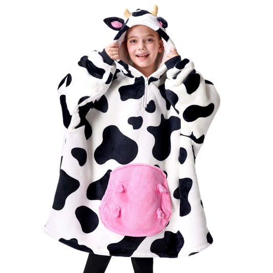 Kids' Sherpa Wearable Blanket - Cow Shape