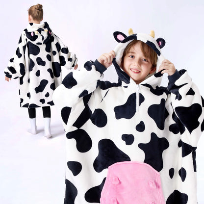 Kids' Sherpa Wearable Blanket - Cow Shape