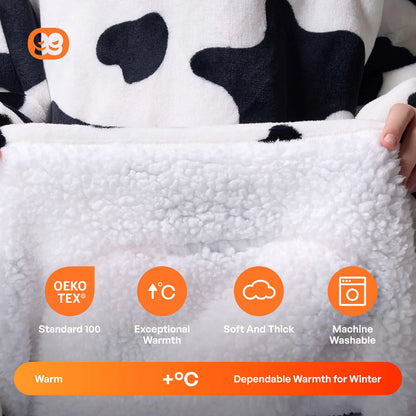 Kids' Sherpa Wearable Blanket - Cow Shape