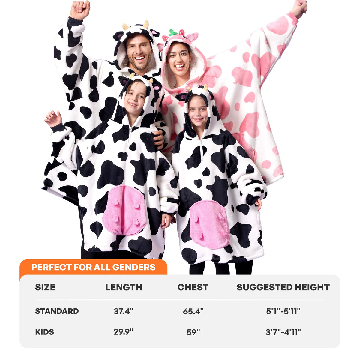Kids' Sherpa Wearable Blanket - Cow Shape