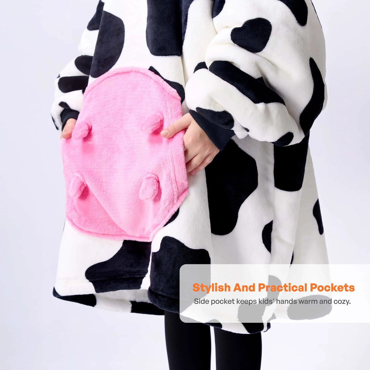 Kids' Sherpa Wearable Blanket - Cow Shape