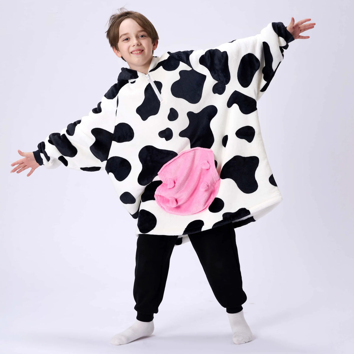 Kids' Sherpa Wearable Blanket - Cow Shape