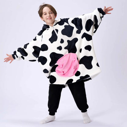 Kids' Sherpa Wearable Blanket - Cow Shape