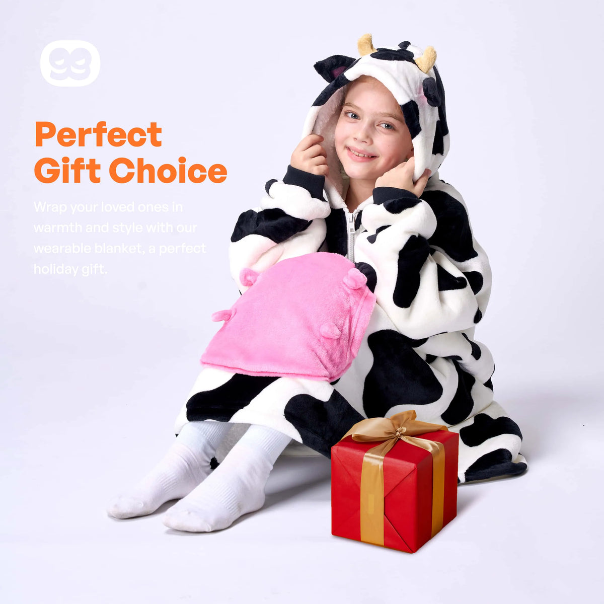 Kids' Sherpa Wearable Blanket - Cow Shape