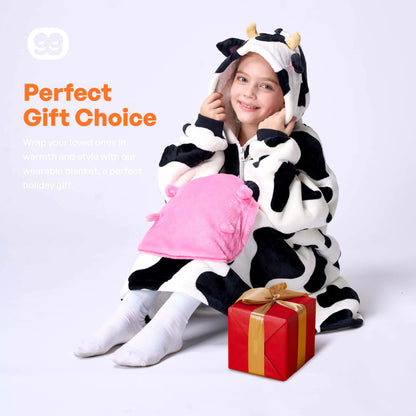 Kids' Sherpa Wearable Blanket - Cow Shape