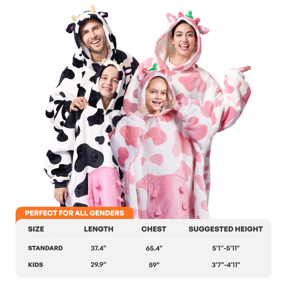 Kids' Sherpa Wearable Blanket - Strawberry Cow Shape