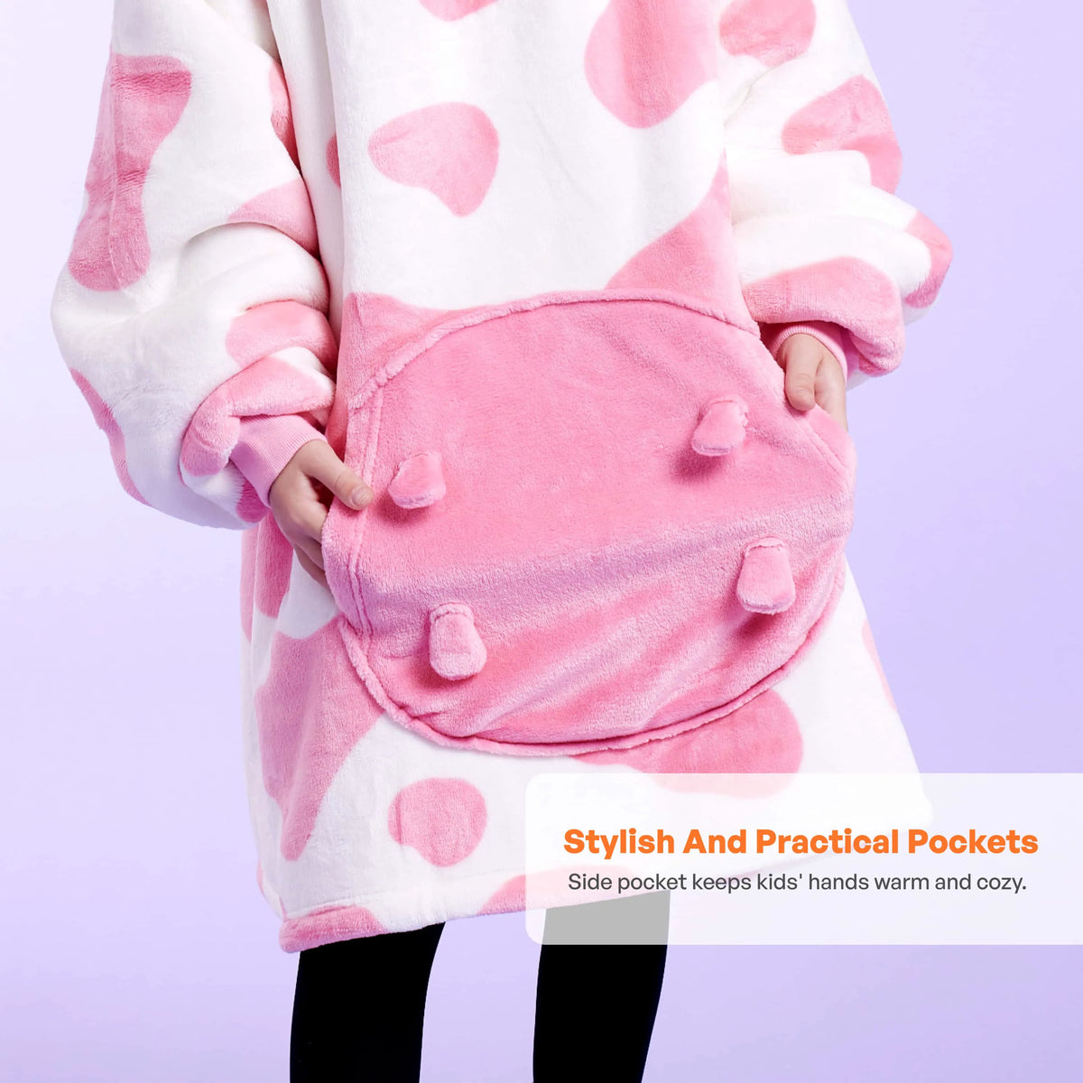 Kids' Sherpa Wearable Blanket - Strawberry Cow Shape