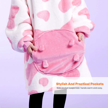 Kids' Sherpa Wearable Blanket - Strawberry Cow Shape