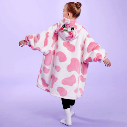 Kids' Sherpa Wearable Blanket - Strawberry Cow Shape