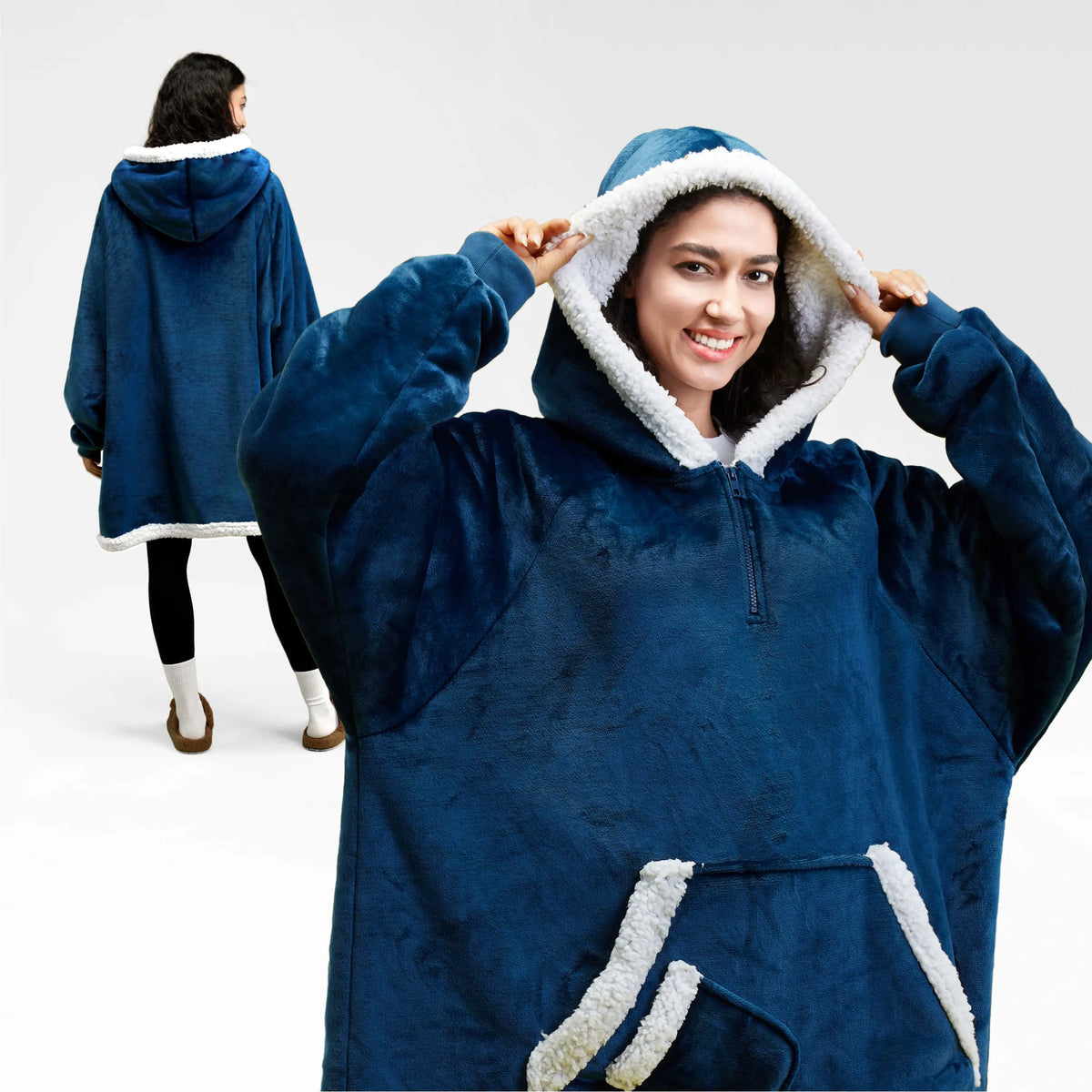 Adult Sherpa Wearable Blanket - Navy