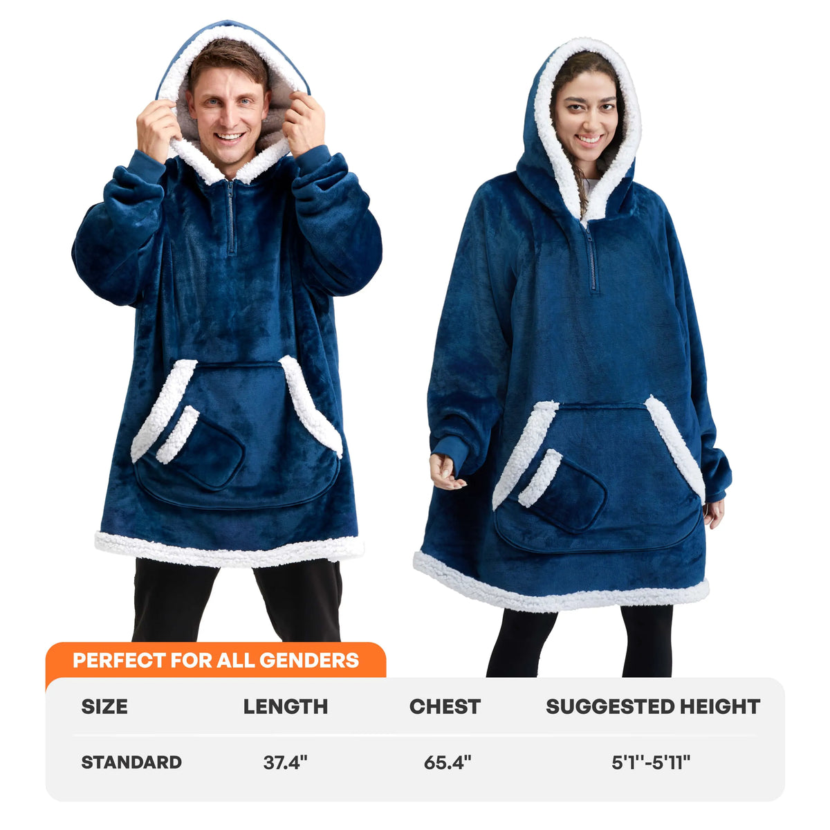 Adult Sherpa Wearable Blanket - Navy