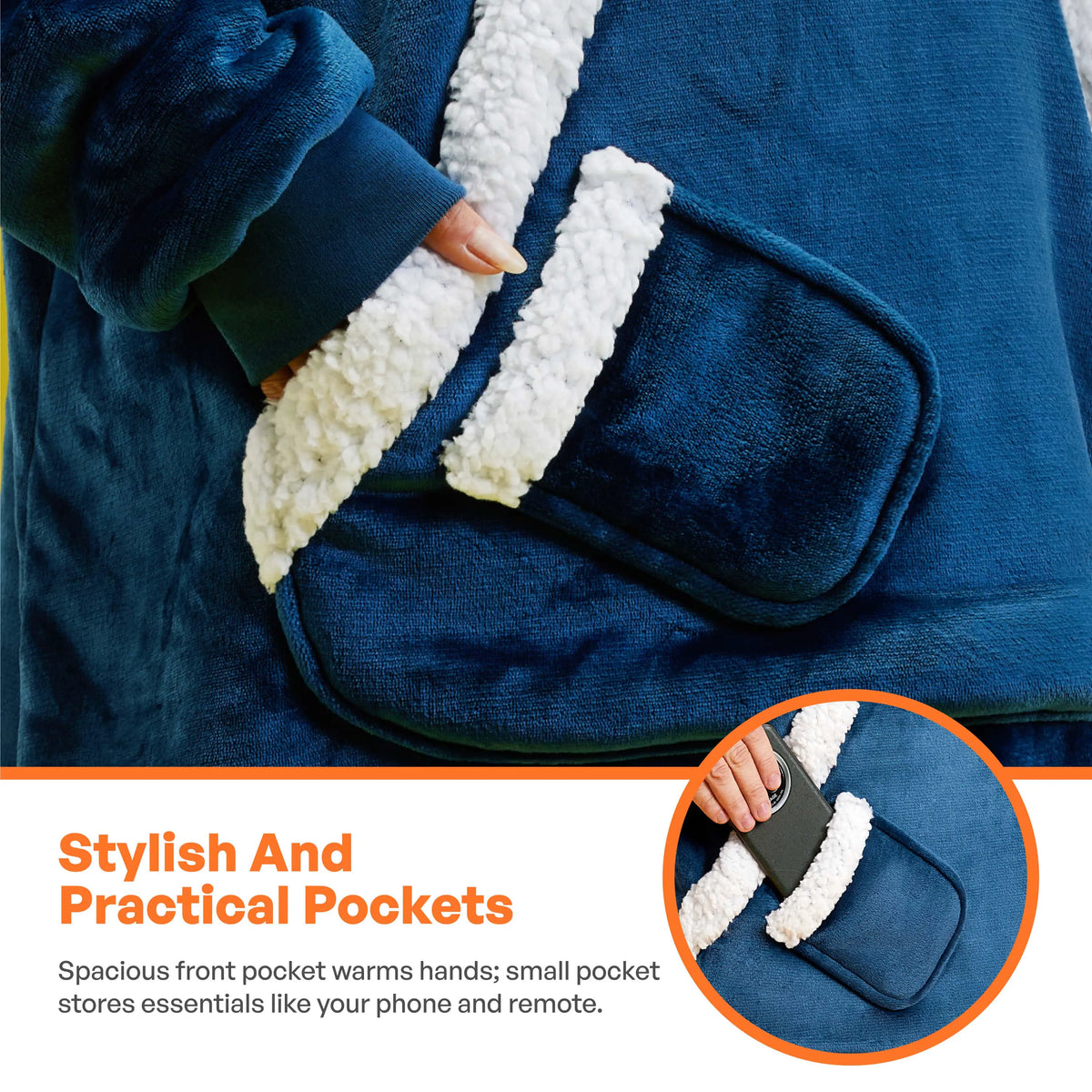 Adult Sherpa Wearable Blanket - Navy