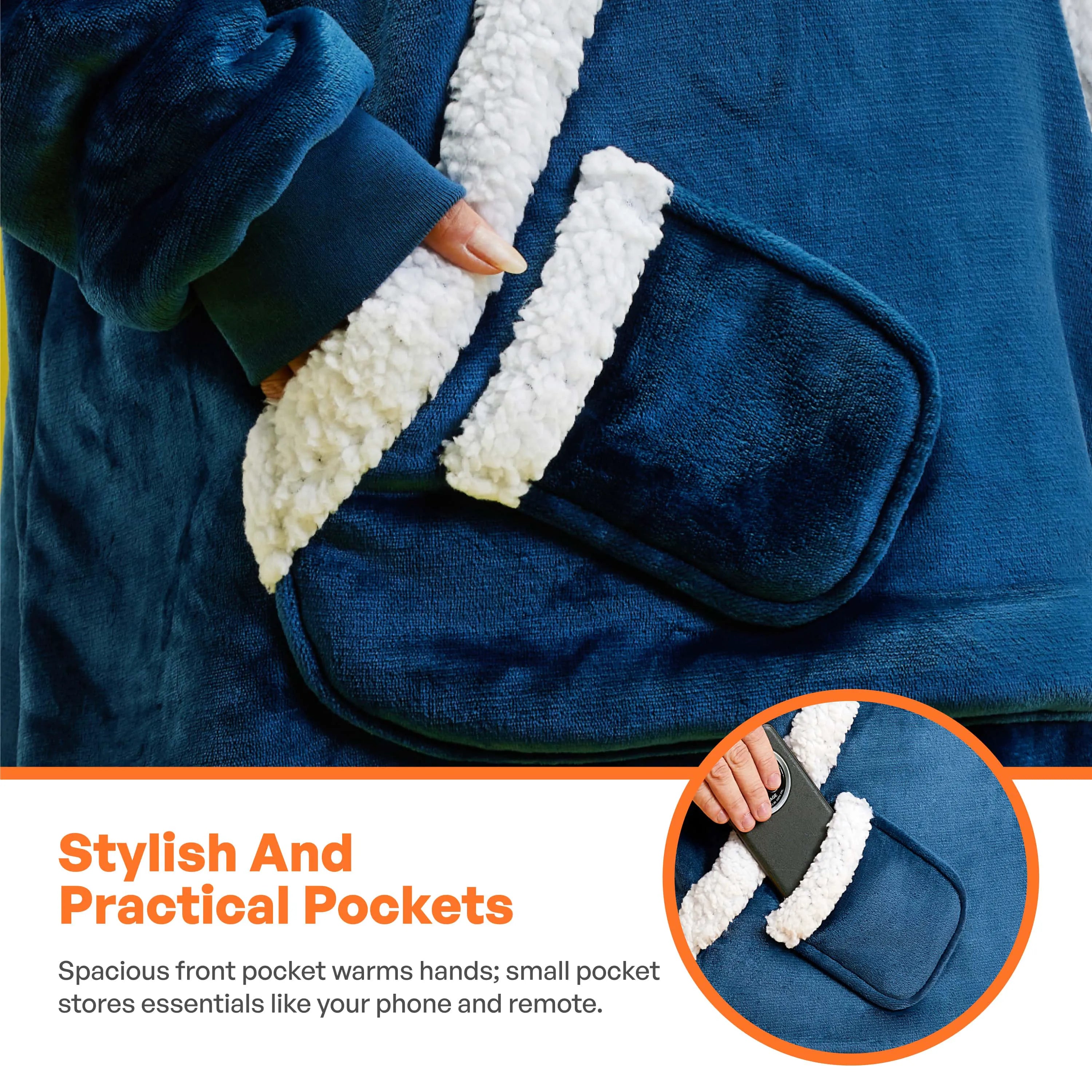 Adult Sherpa Wearable Blanket - Navy