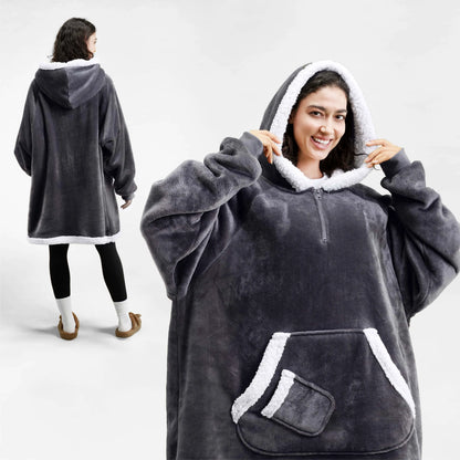 Dark Gray Adult Sherpa Wearable Blanket