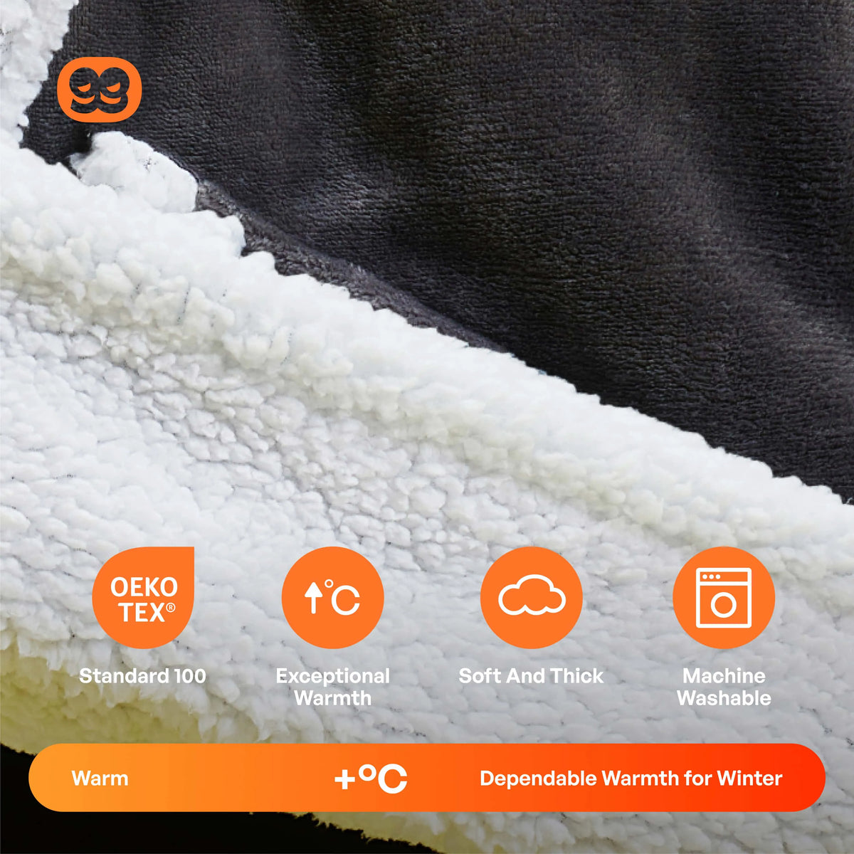 Dark Gray Adult Sherpa Wearable Blanket