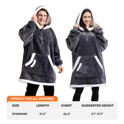 Dark Gray Adult Sherpa Wearable Blanket