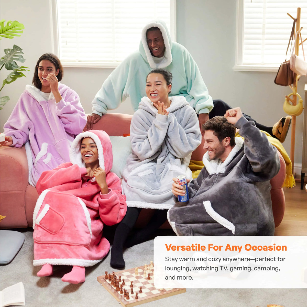 Dark Gray Adult Sherpa Wearable Blanket