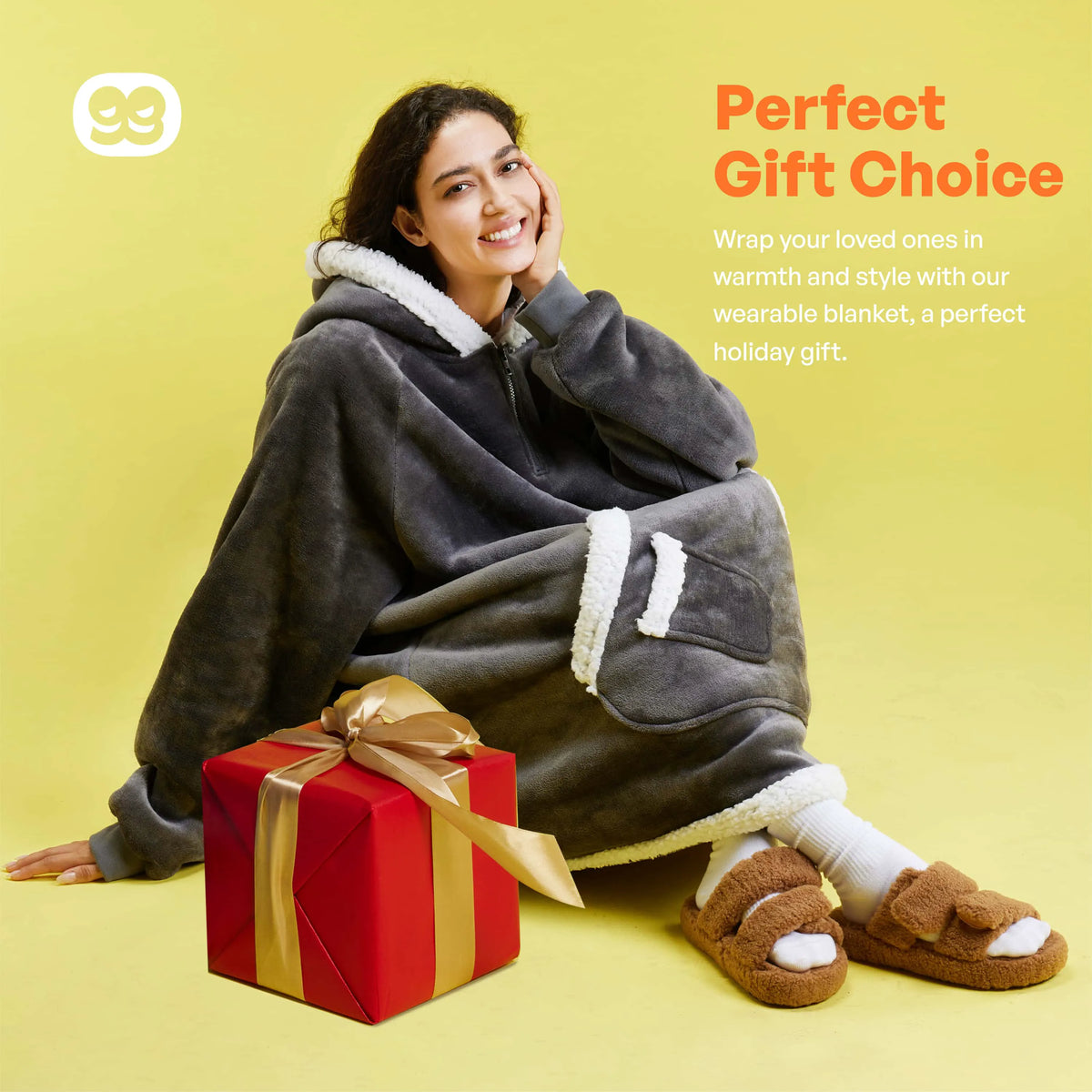 Dark Gray Adult Sherpa Wearable Blanket