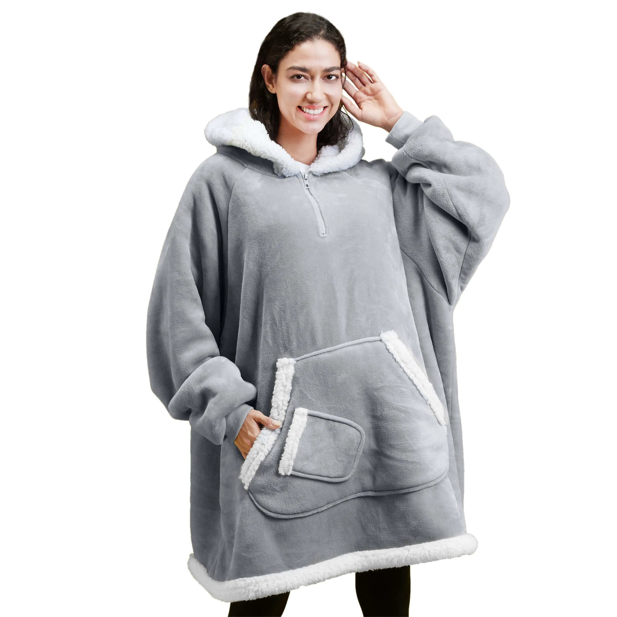 Adult Sherpa Wearable Blanket - Gray