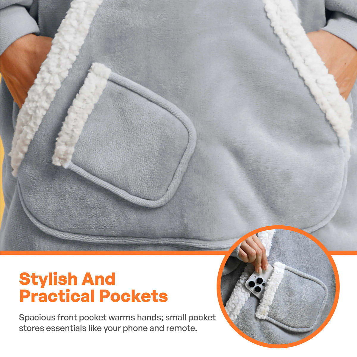 Adult Sherpa Wearable Blanket - Gray