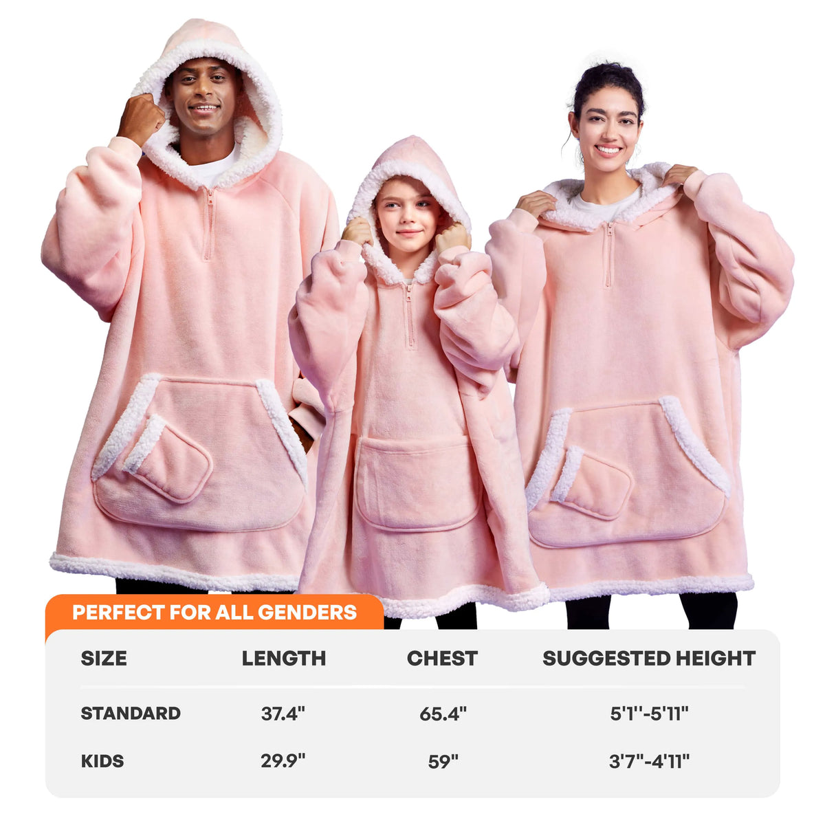 Adult Sherpa Wearable Blanket - Pink