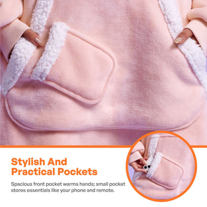 Adult Sherpa Wearable Blanket - Pink
