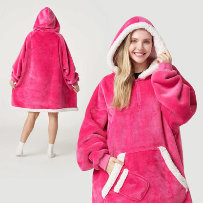 Adult Sherpa Wearable Blanket - Bright Pink