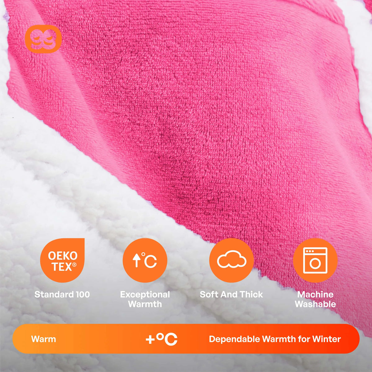Adult Sherpa Wearable Blanket - Bright Pink