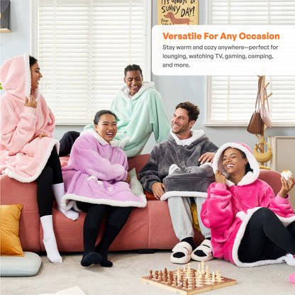 Adult Sherpa Wearable Blanket - Bright Pink