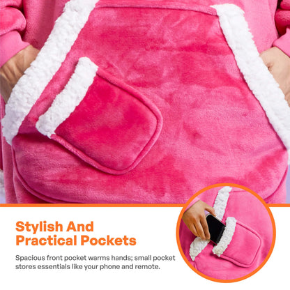 Adult Sherpa Wearable Blanket - Bright Pink