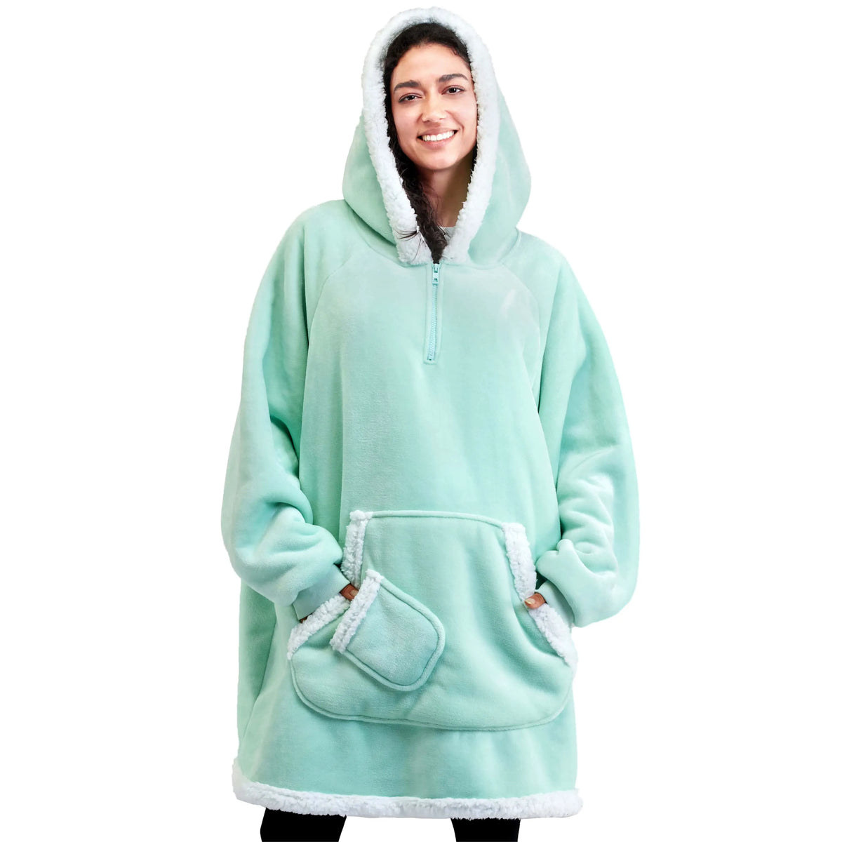 Adult Sherpa Wearable Blanket - Light Green