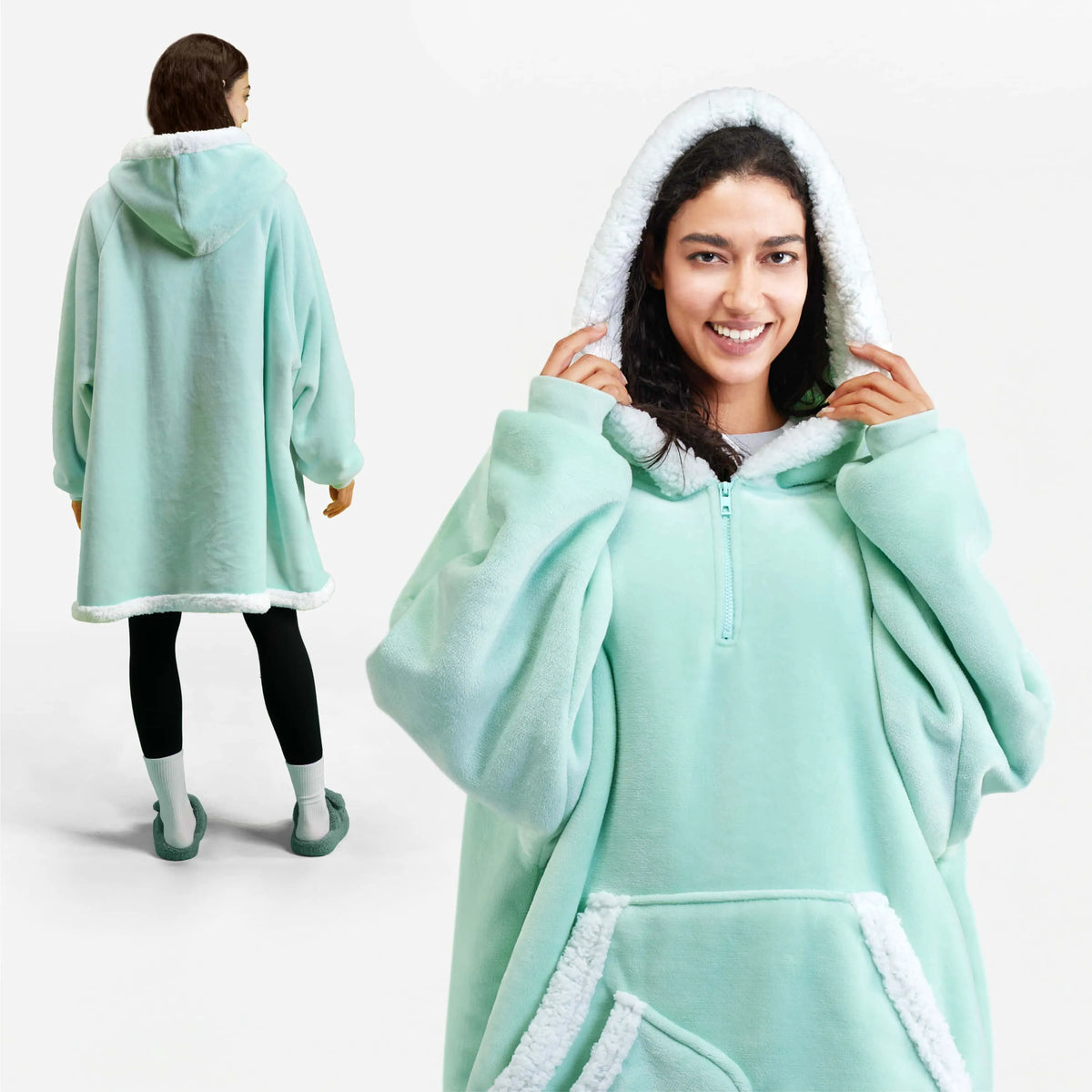 Adult Sherpa Wearable Blanket - Light Green
