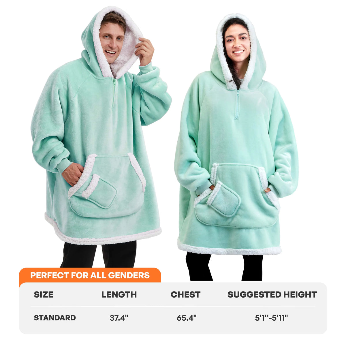 Adult Sherpa Wearable Blanket - Light Green