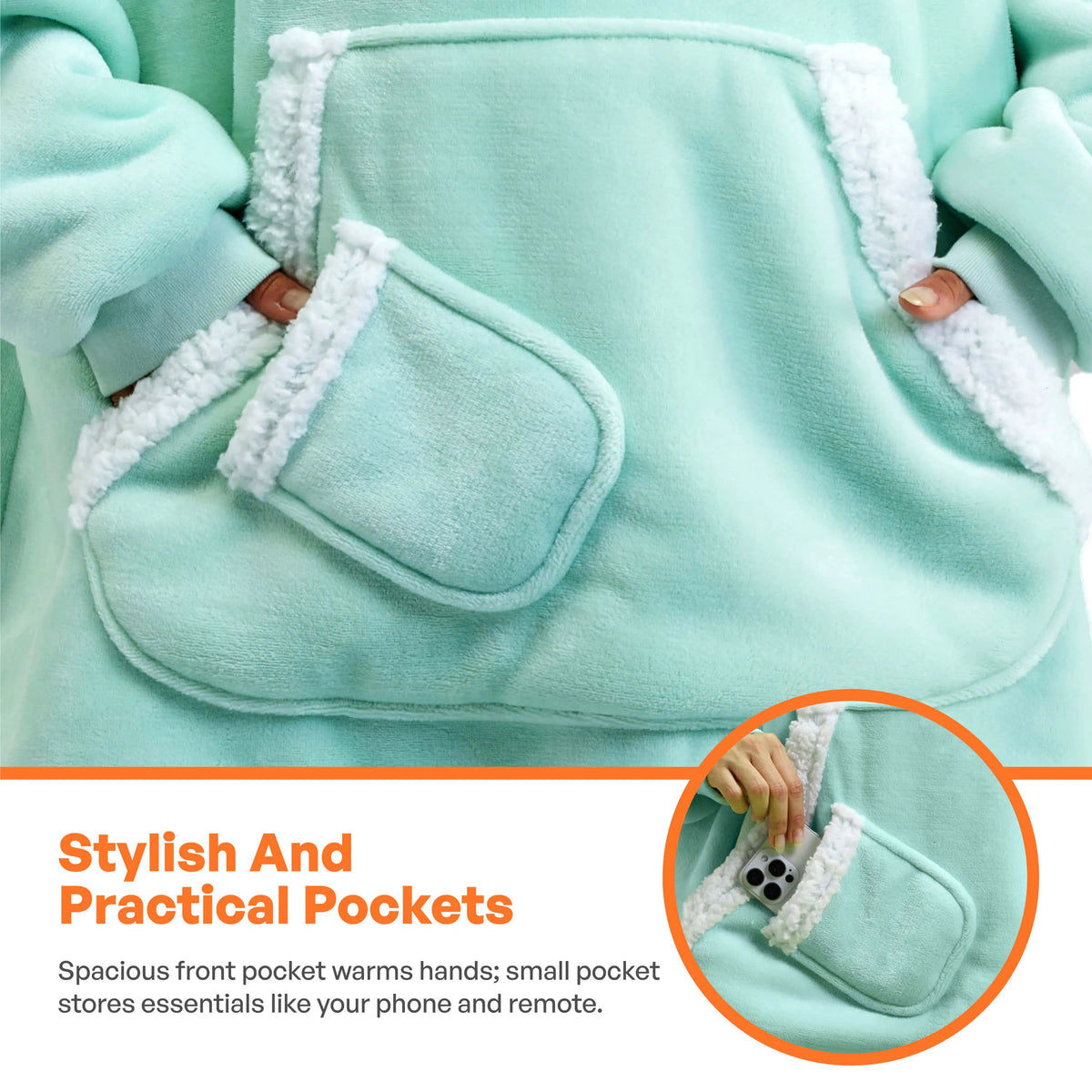 Adult Sherpa Wearable Blanket - Light Green