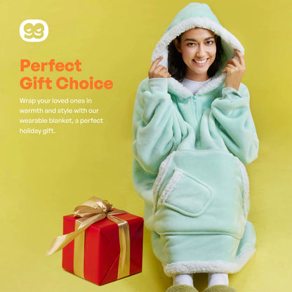Adult Sherpa Wearable Blanket - Light Green