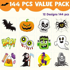 144 PCS Halloween Temporary Tattoos for Kids - 12 Designs Waterproof Fake Tattoo Stickers