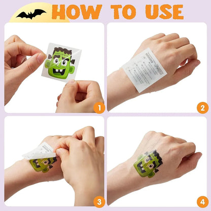 144 PCS Halloween Temporary Tattoos for Kids - 12 Designs Waterproof Fake Tattoo Stickers