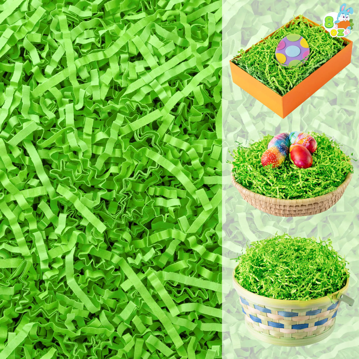 JOIN 0.5LB Light Green Recyclable Easter Grass Crinkle Paper Shred