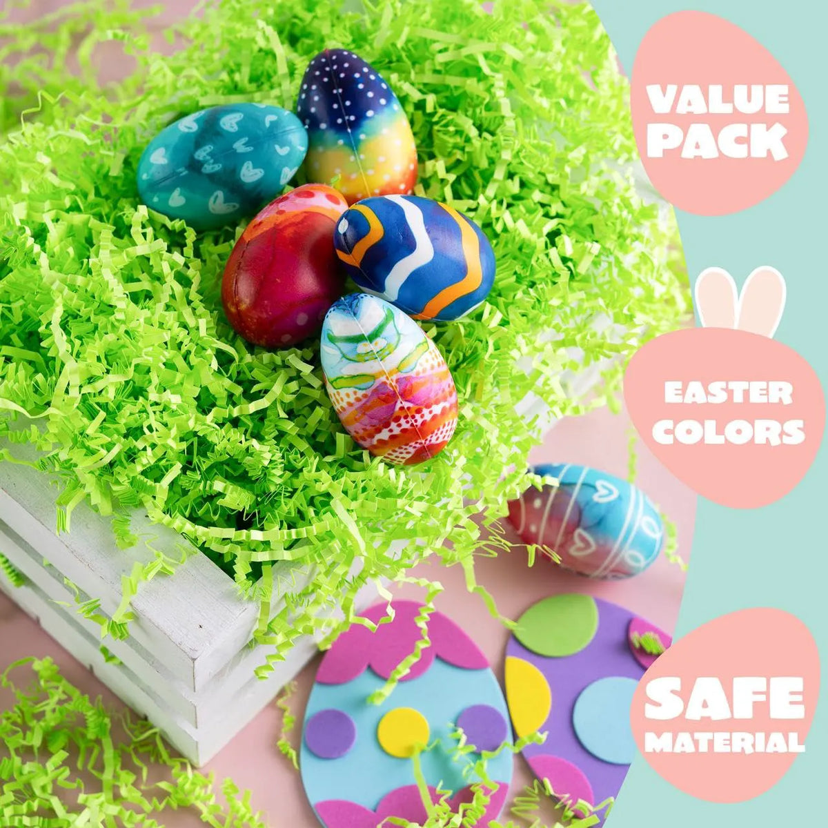JOIN 0.5LB Light Green Recyclable Easter Grass Crinkle Paper Shred