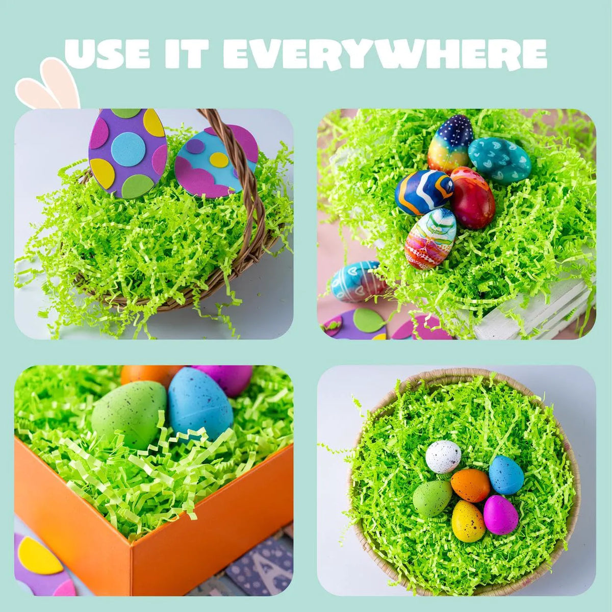 JOIN 0.5LB Light Green Recyclable Easter Grass Crinkle Paper Shred