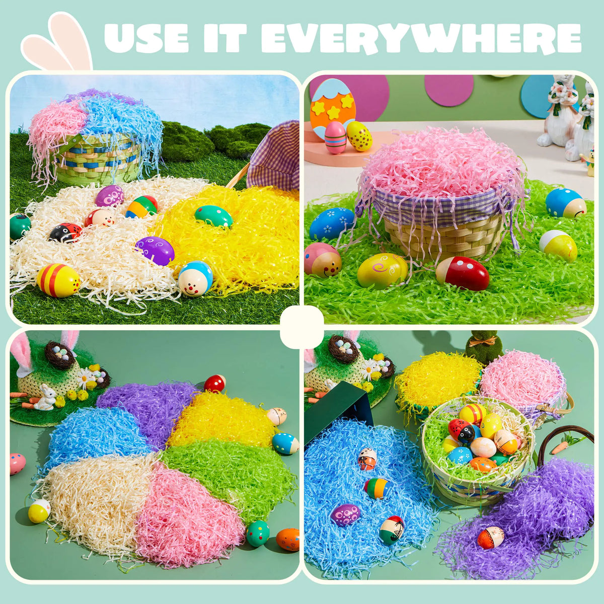 JOIN 0.75LB Easter Plastic Grass - 6 Colors Shredded Filler