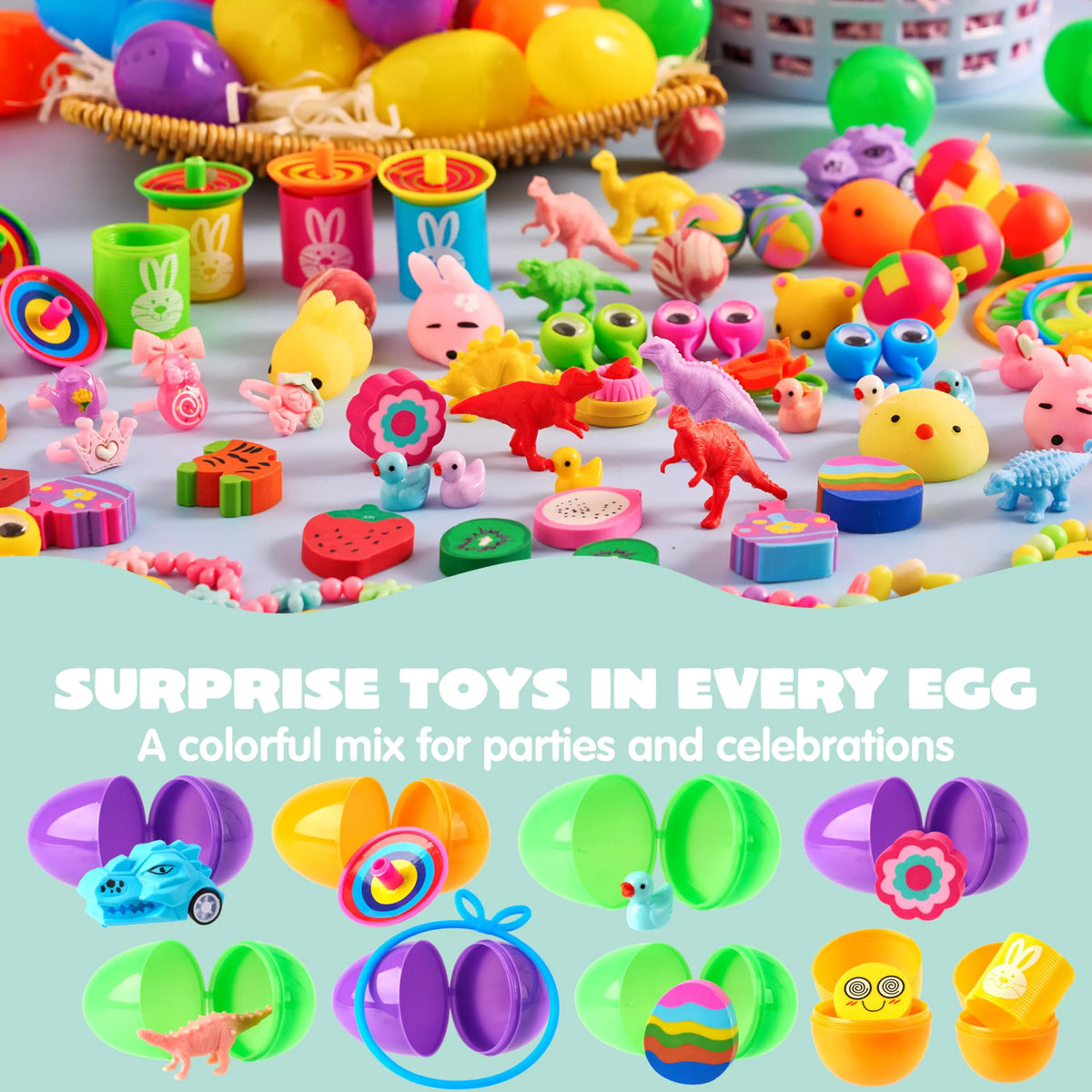 JOYIN 100 Prefilled Easter Eggs with Assorted Toys