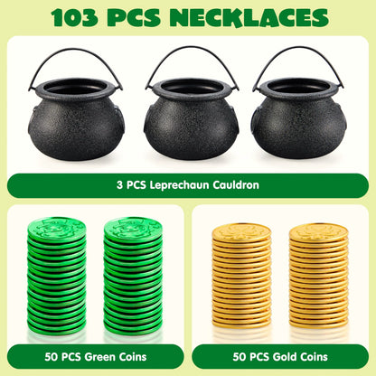 JOYIN 103-Piece St. Patrick's Day Cauldrons Set with Shamrock Coins