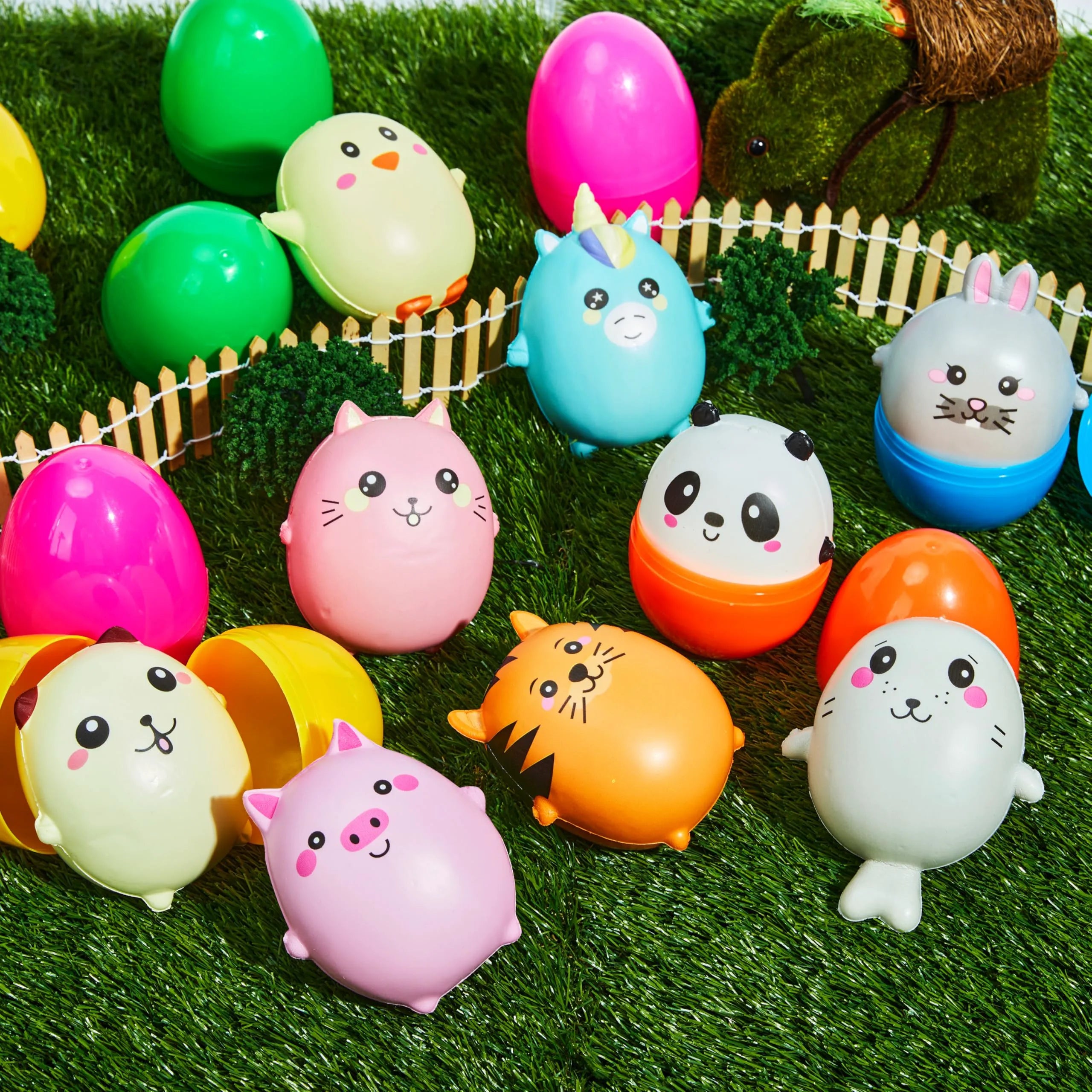 JOYIN 10-Pack Jumbo Easter Eggs with Animal Squishy Toys