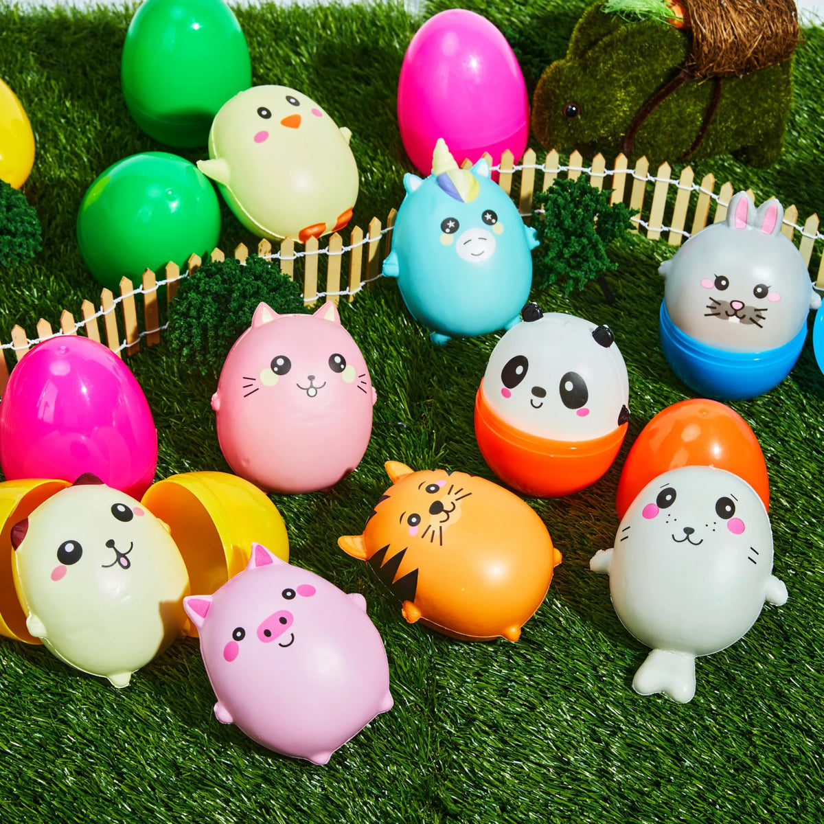 JOYIN 10-Pack Jumbo Easter Eggs with Animal Squishy Toys