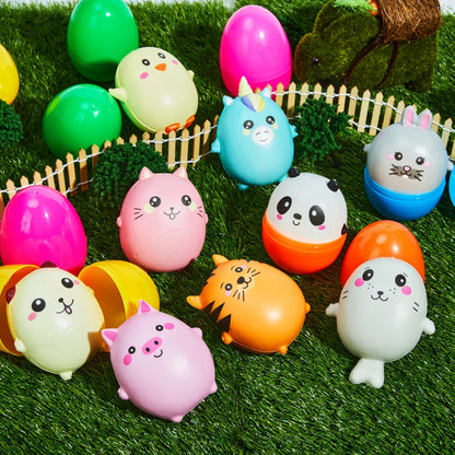 JOYIN 10-Pack Jumbo Easter Eggs with Animal Squishy Toys
