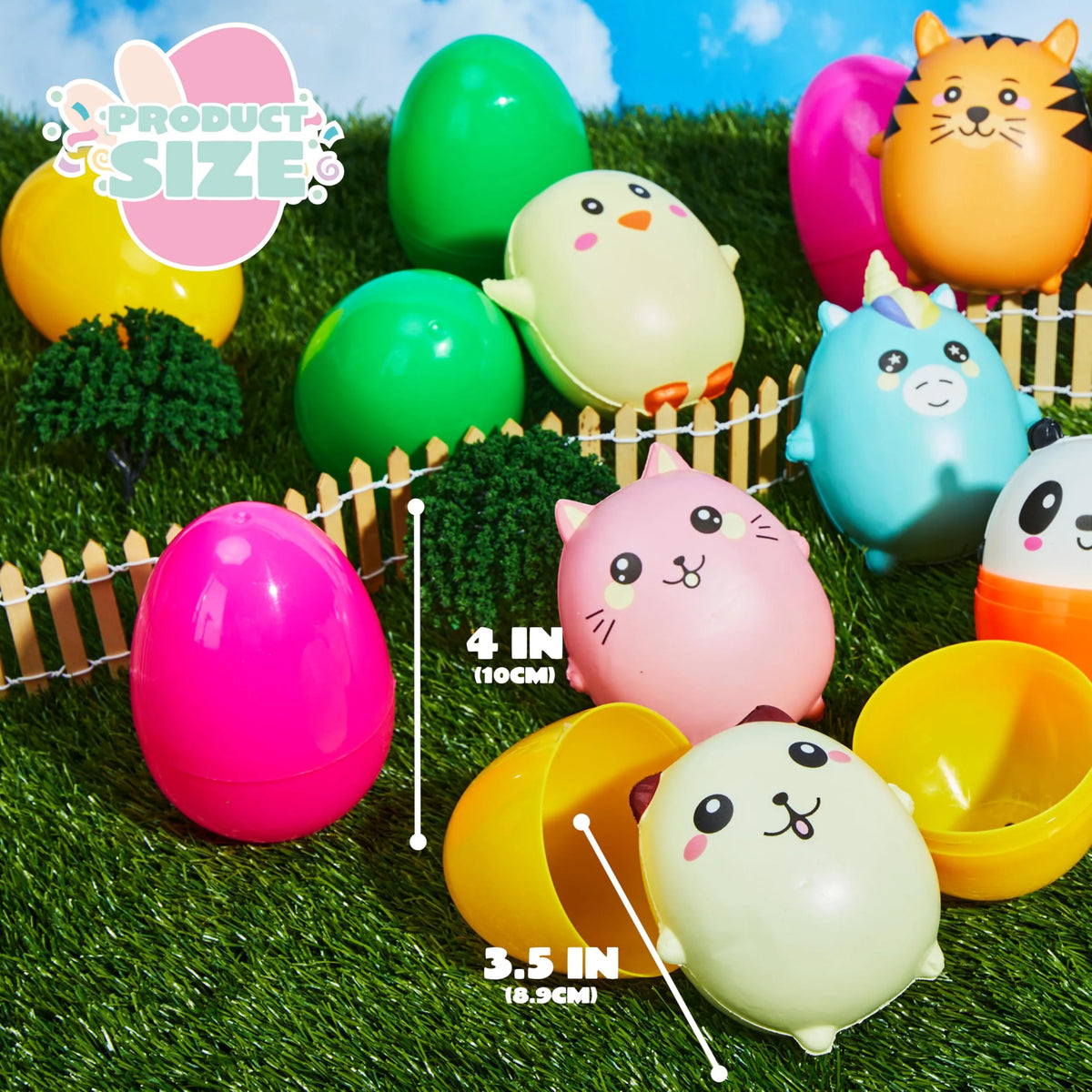 JOYIN 10-Pack Jumbo Easter Eggs with Animal Squishy Toys