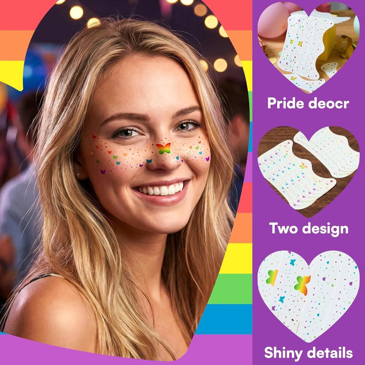 JOYIN 10-Pack Pride Glitter Temporary Tattoos