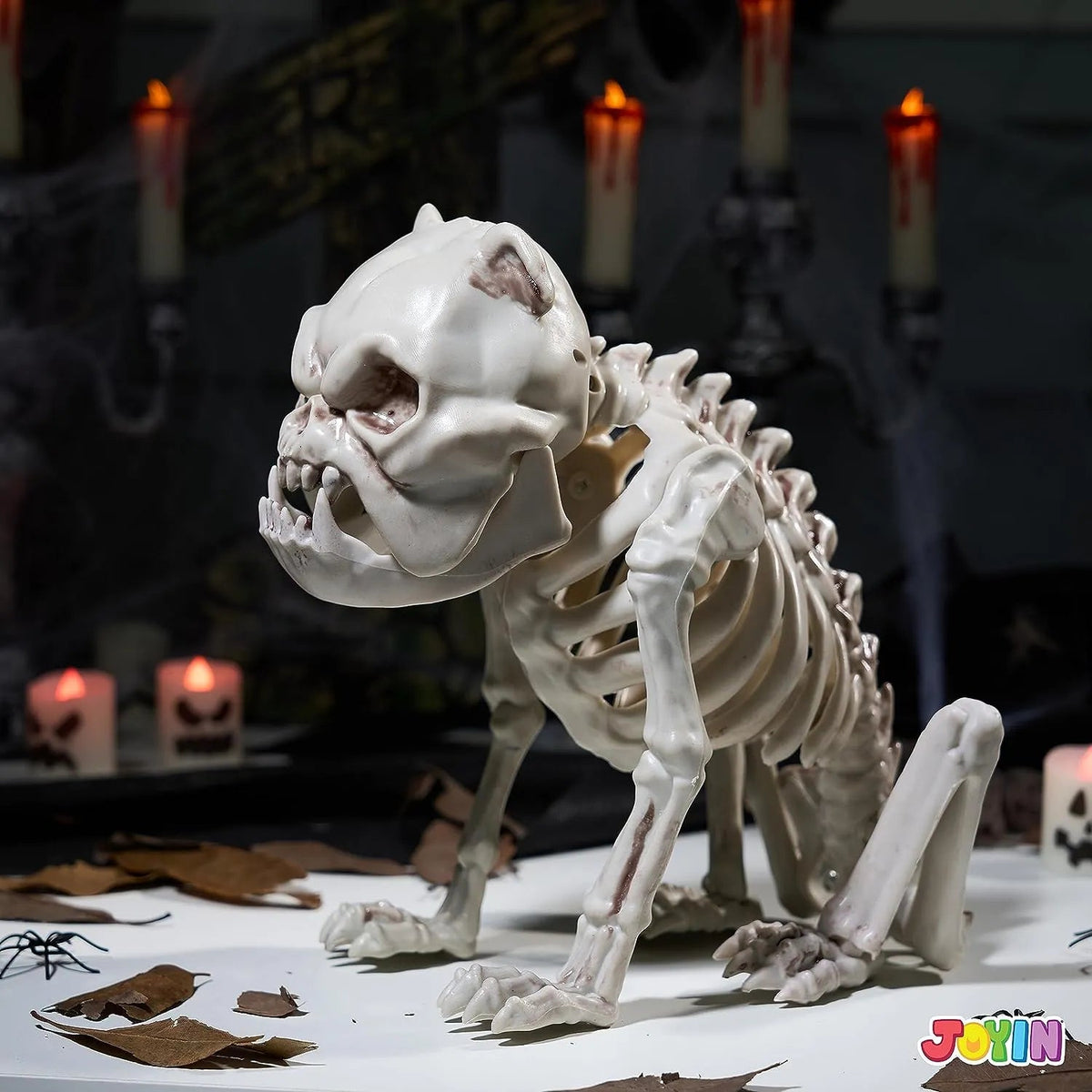 JOYIN 11-Inch Halloween Skeleton Dog with Posable Joints